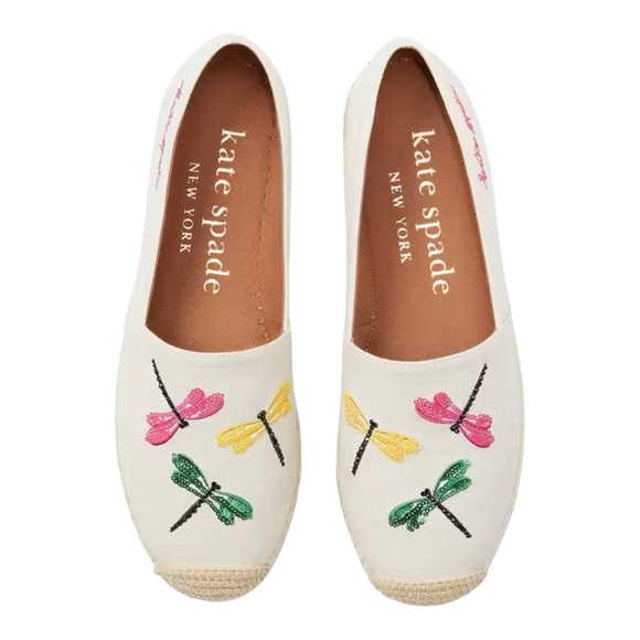 Kate Spade Dragonfly Natural Espadrille Slip On Novelty Flats Women’s 8 - Picture 2 of 16